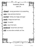 wonders unit one week four vocabulary words printout