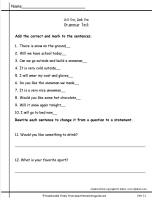 wonders second grade unit 1.1 grammar test