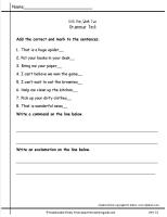 wonders second grade unit 1.2 grammar test