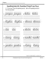 wonders second grade unit six week five printouts  spelling handwriting cursive