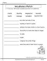 wonders second grade unit six week five printouts  vocabulary matching