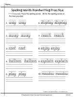 second grade wonders unit six week four printout spelling handwriting