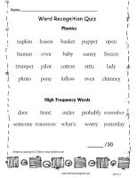 second grade wonders unit six week one printouts phonics HFW words quiz