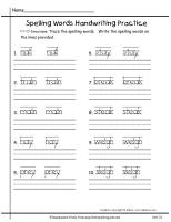 unit three week one spelling words handwriting