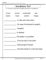 second grade wonders unit three week three vocabulary test