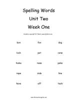 wonders unit two week one spelling