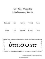 wonders unit two week one high frequency words