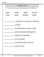 wonders unit two week one vocabulary test