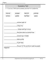 wonders 2nd grade unit two week three vocabulary test worksheet