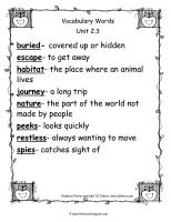 wonders 2nd grade unit two week three vocabulary words printout